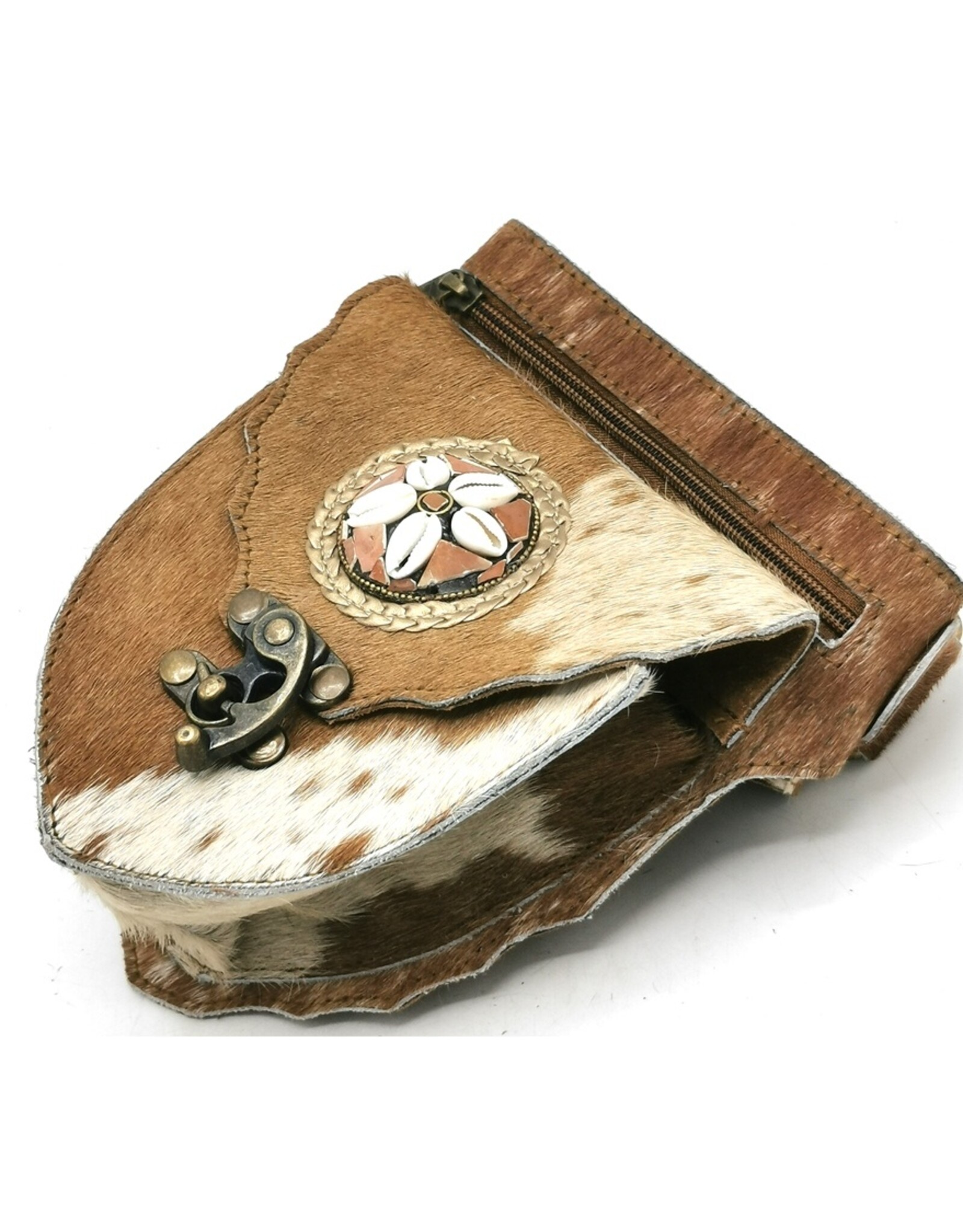 Trukado Leather Festival bags, waist bags and belt bags - Cowhide Ibiza Waist Bag with Shell Ornament and Hook