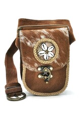 Trukado Leather Festival bags, waist bags and belt bags - Cowhide waist bag with Vintage hook and Shell ornament