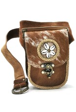 Trukado Leather Festival bags, waist bags and belt bags - Cowhide waist bag with Vintage hook and Shell ornament