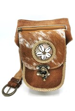 Trukado Leather Festival bags, waist bags and belt bags - Cowhide waist bag with Vintage hook and Shell ornament