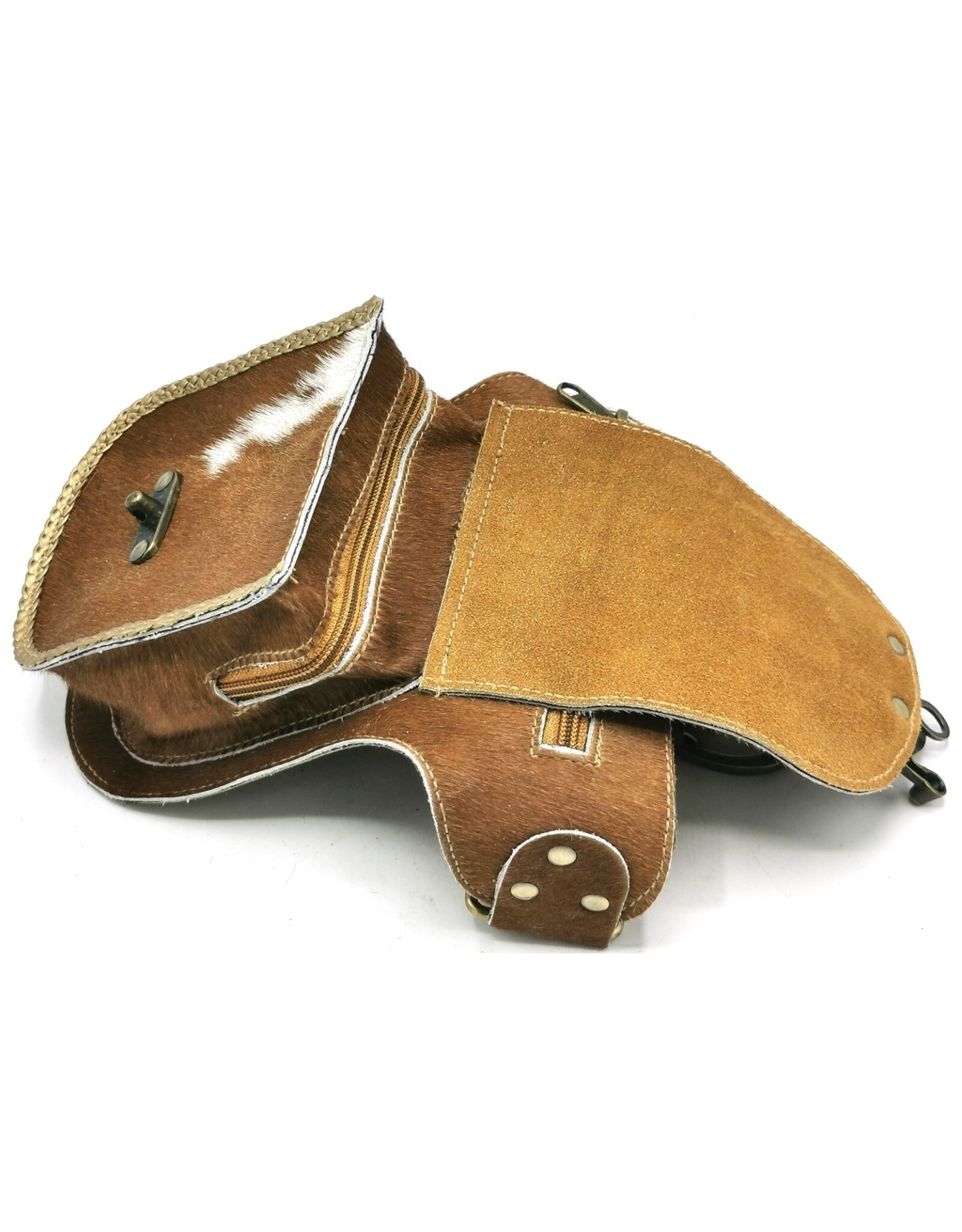 Trukado Leather Festival bags, waist bags and belt bags - Cowhide waist bag with Vintage hook and Shell ornament