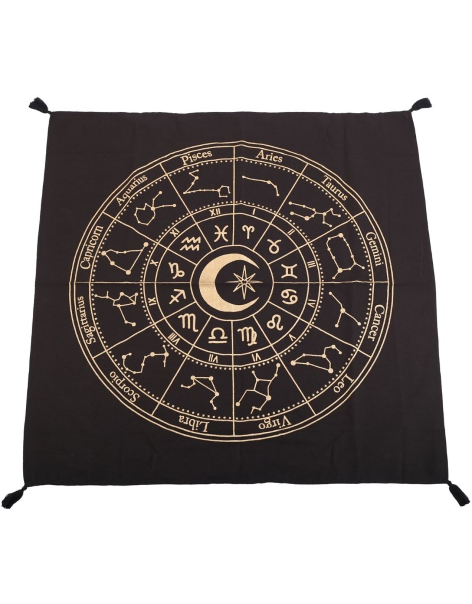 Trukado Miscellaneous - Altaarkleed Astrologiewiel 71cm x 71cm Zwart