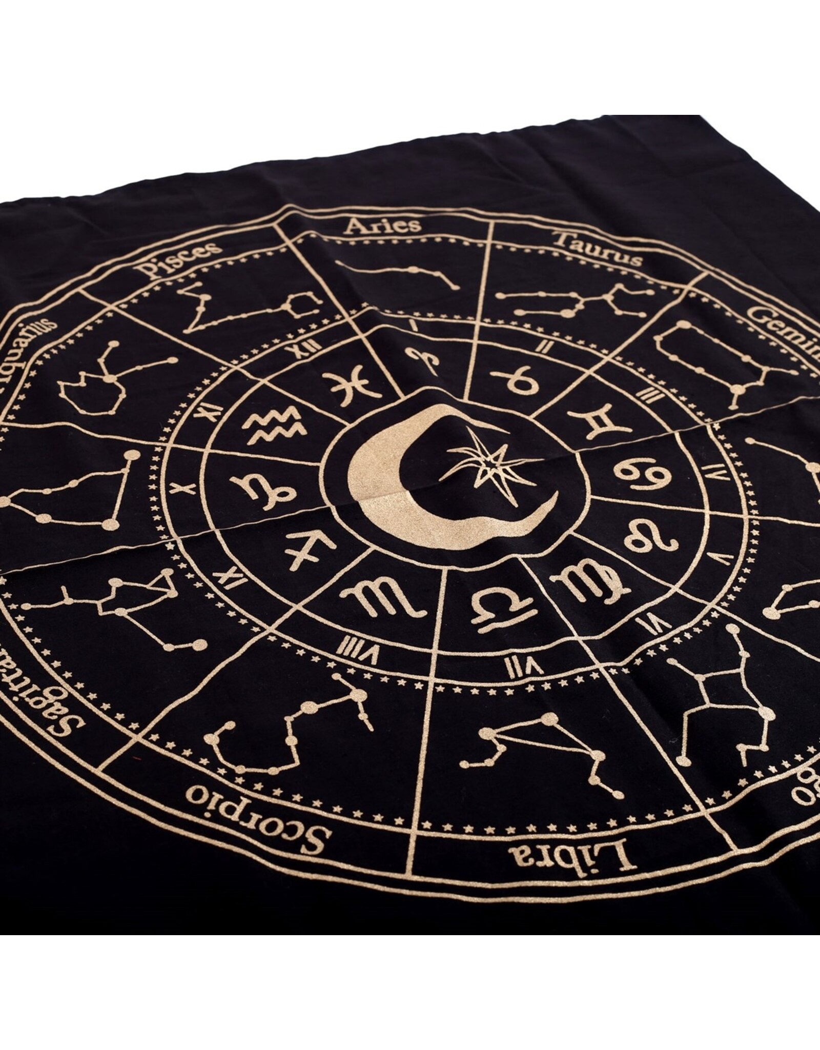 Trukado Miscellaneous - Altaarkleed Astrologiewiel 71cm x 71cm Zwart