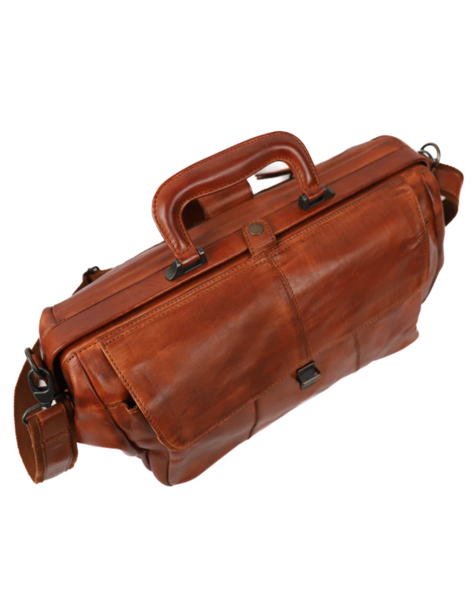 Bear Design Leren werktassen en Leren laptoptassen - Bear Design Dokterstas "Uwe" cognac