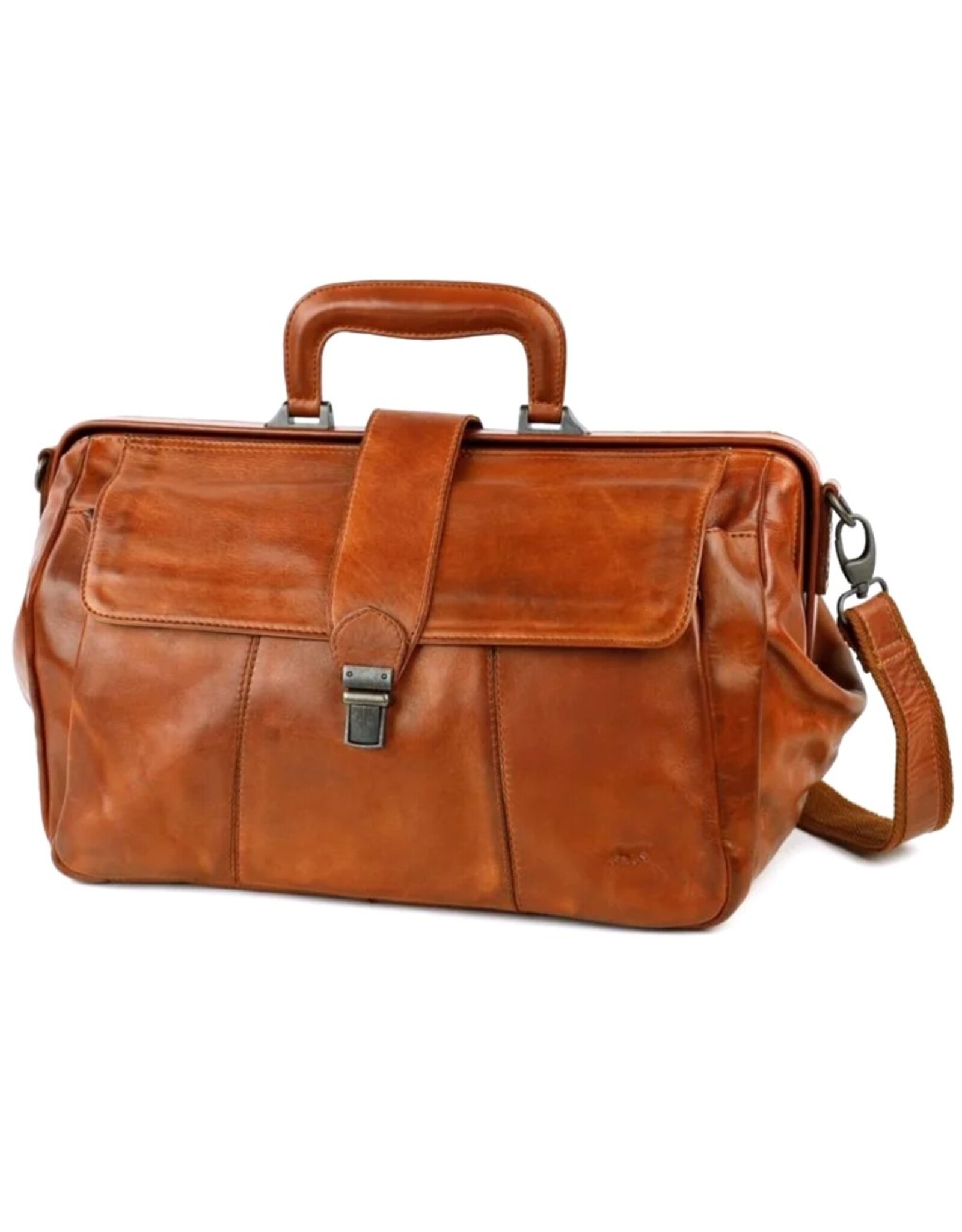 Bear Design Leren werktassen en Leren laptoptassen - Bear Design Dokterstas "Uwe" cognac