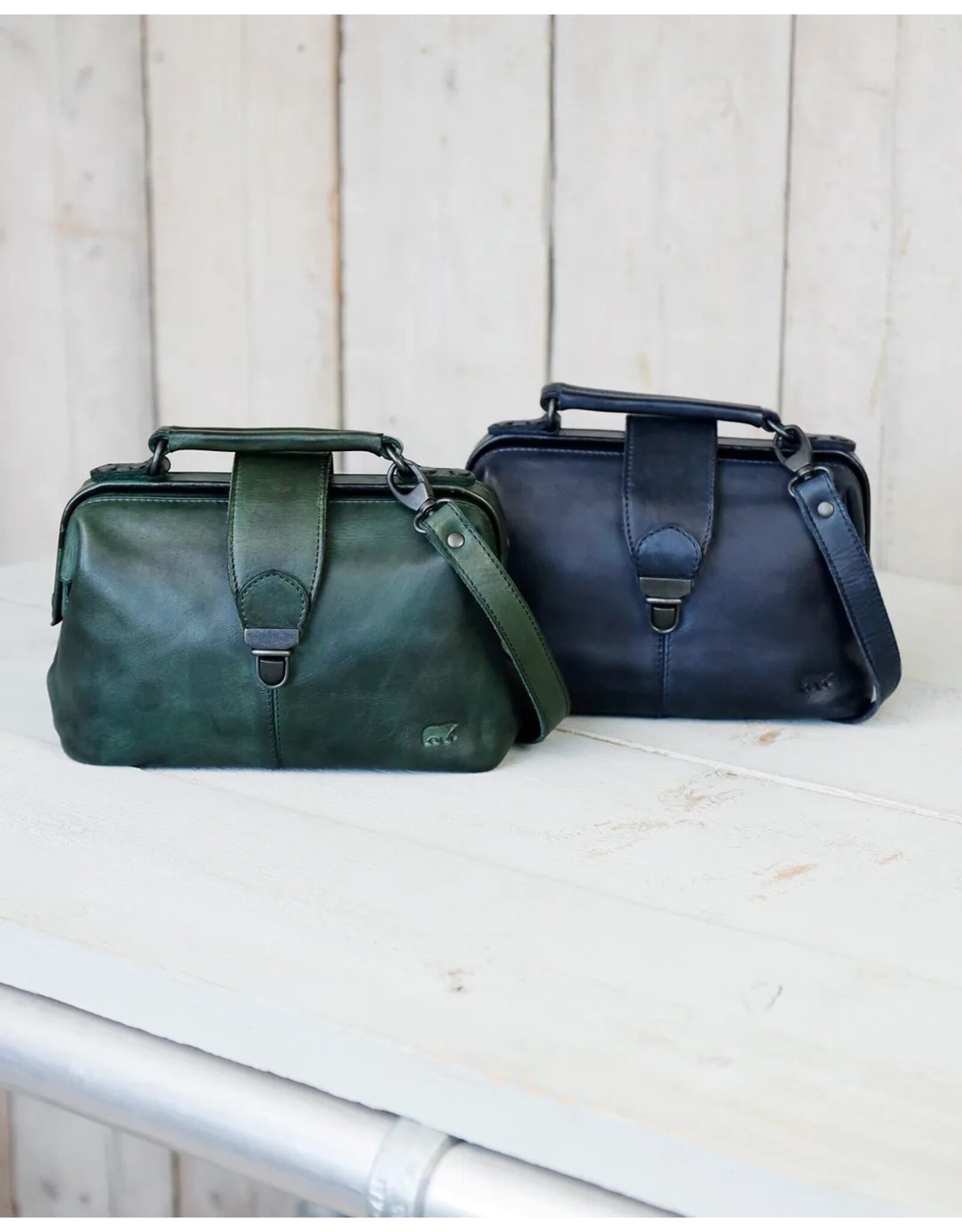 Bear Design Leather bags - Bear Design Mini Doctor's bag ‘Julia’ green