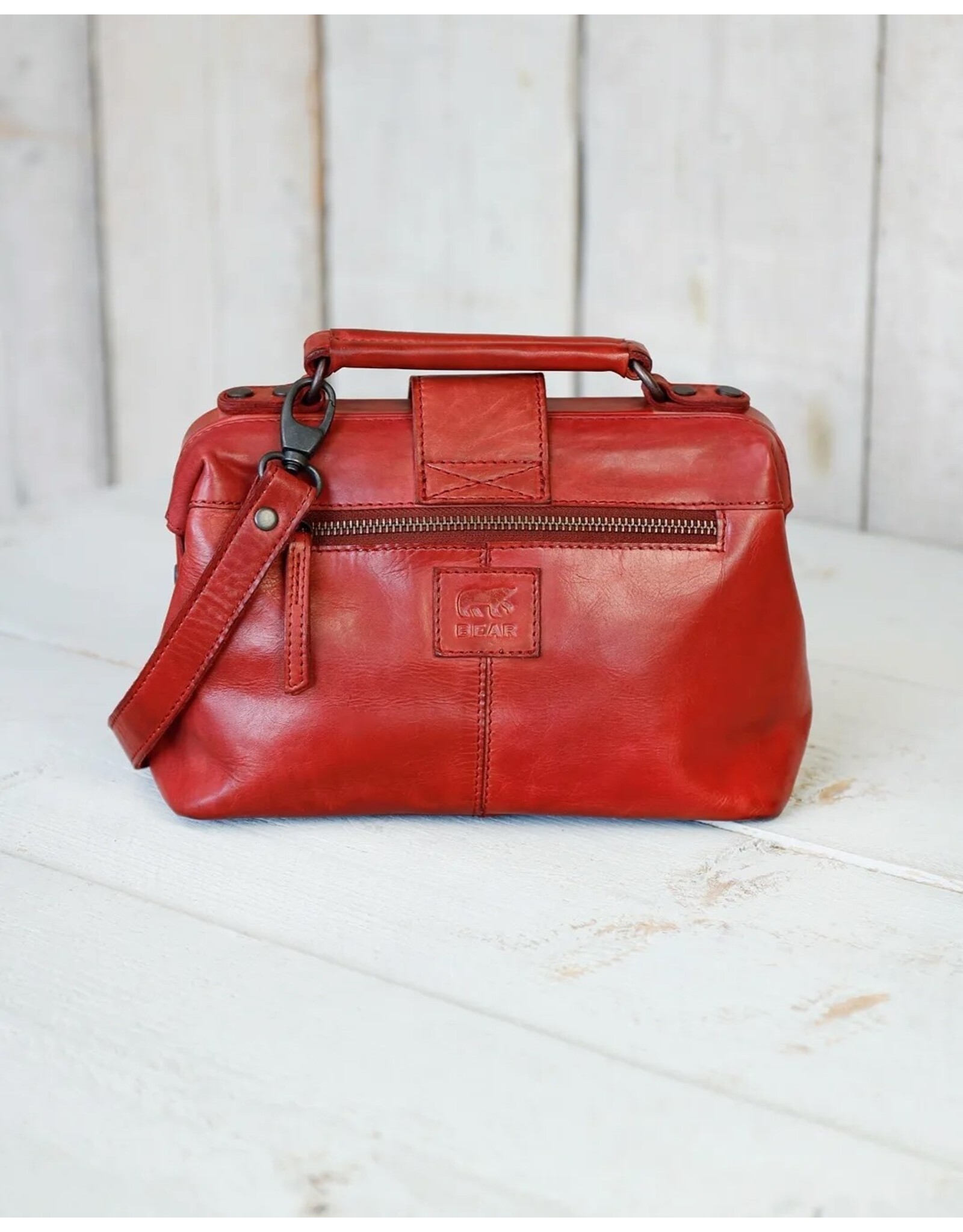 Bear Design Leather bags - Bear Design Mini Doctor's bag ‘Julia’ red