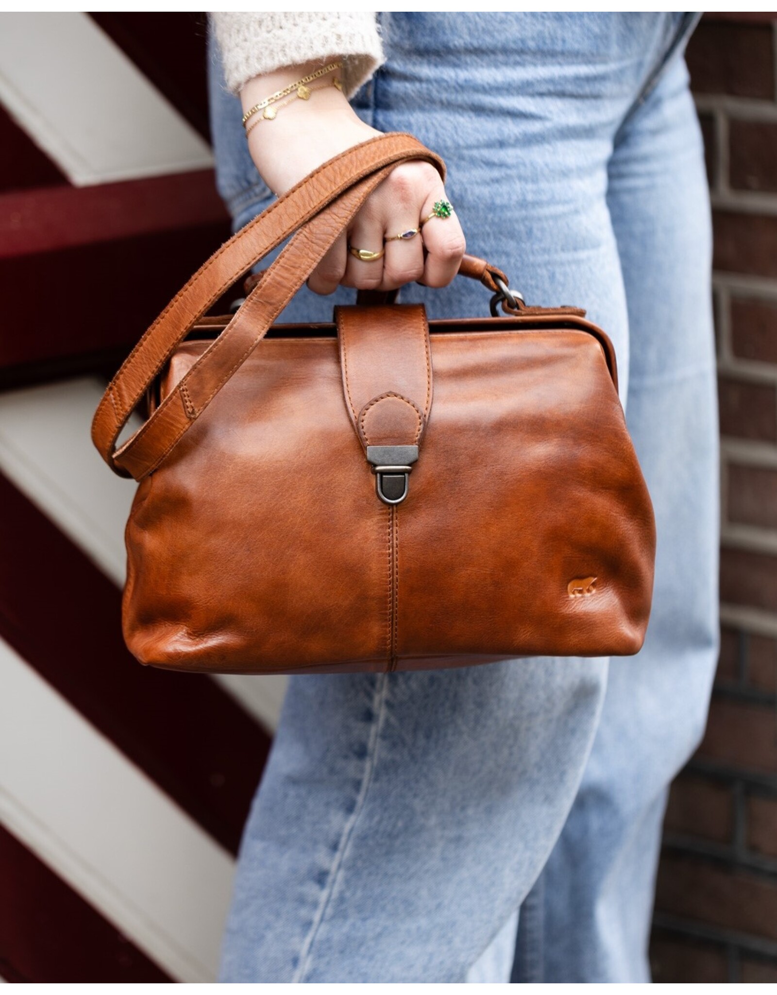 Bear Design Leren tassen - Bear Design Dokterstasje "Julia" L cognac
