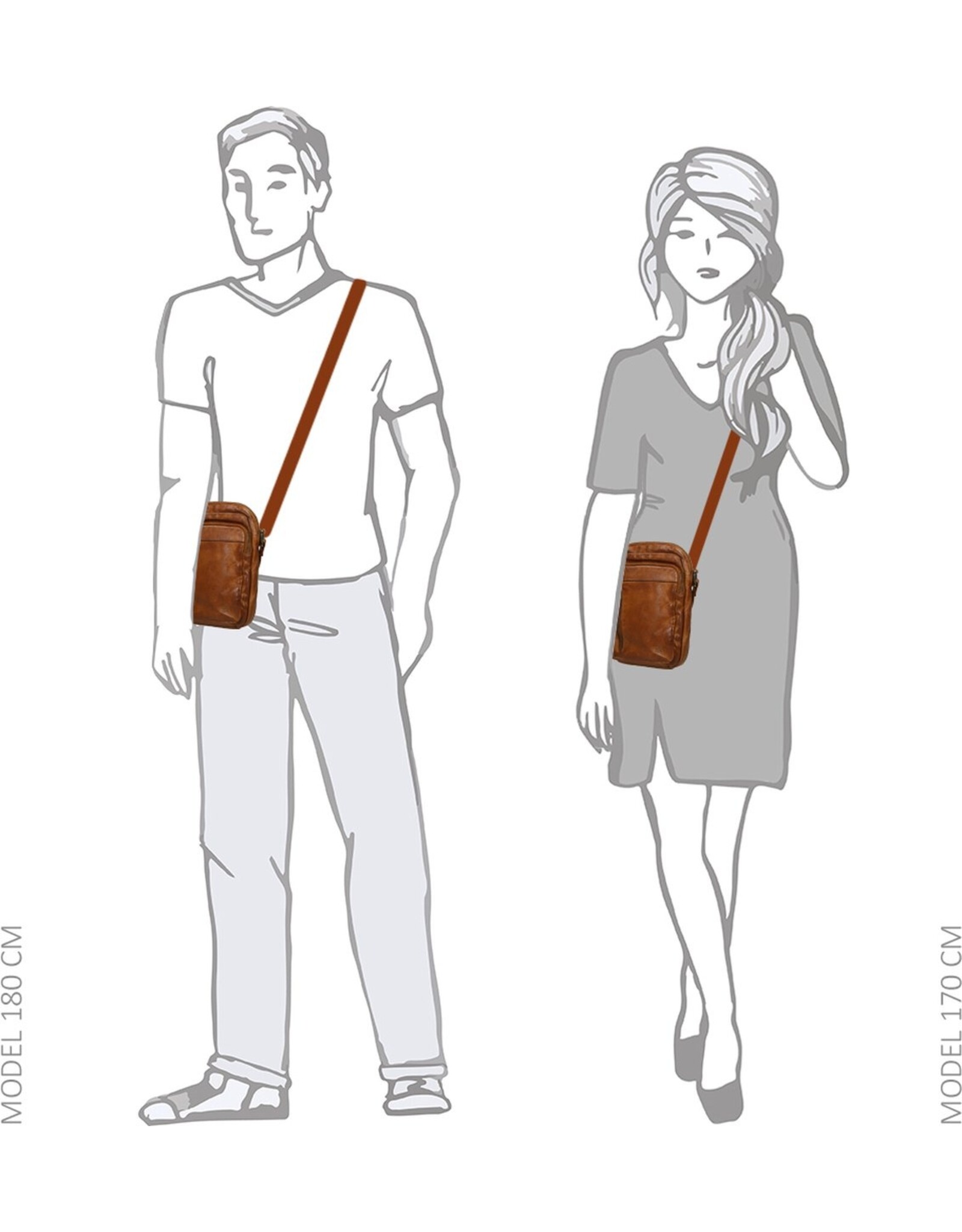 Bear Design Leather shoulderbags Leather crossbody bags - Bear Design Shoulder bag ‘Karin’ cognac