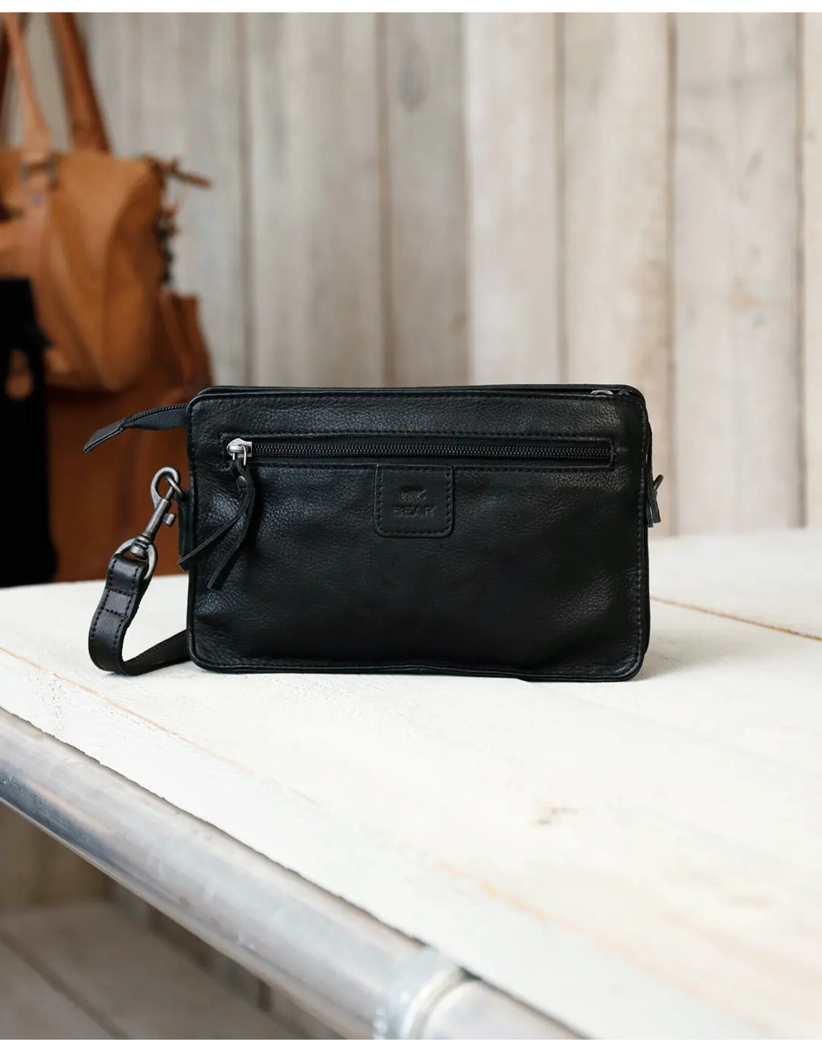 Bear Design Leather shoulderbags Leather crossbody bags - Bear Design Shoulder bag ‘Cil’ black