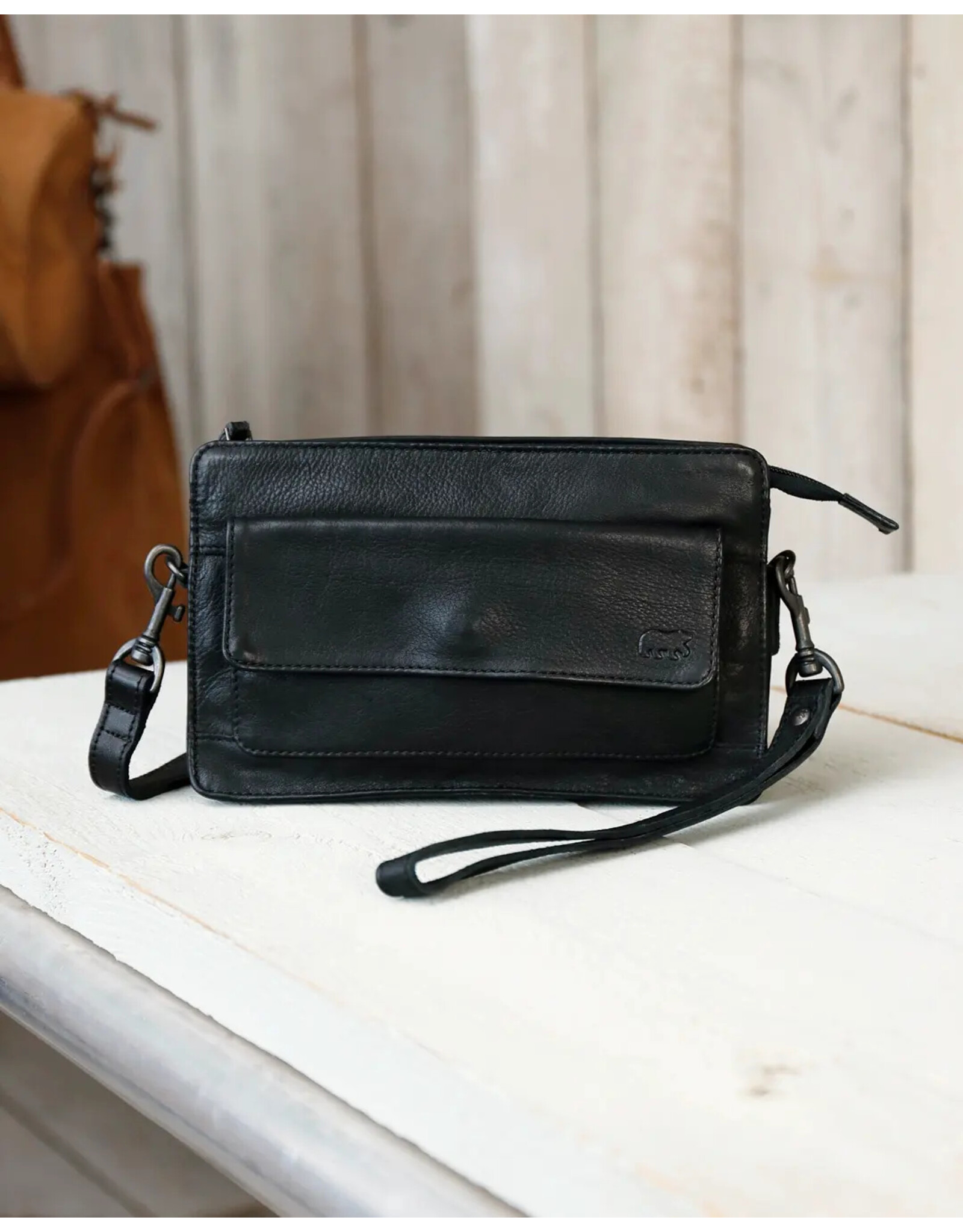 Bear Design Leather shoulderbags Leather crossbody bags - Bear Design Shoulder bag ‘Cil’ black