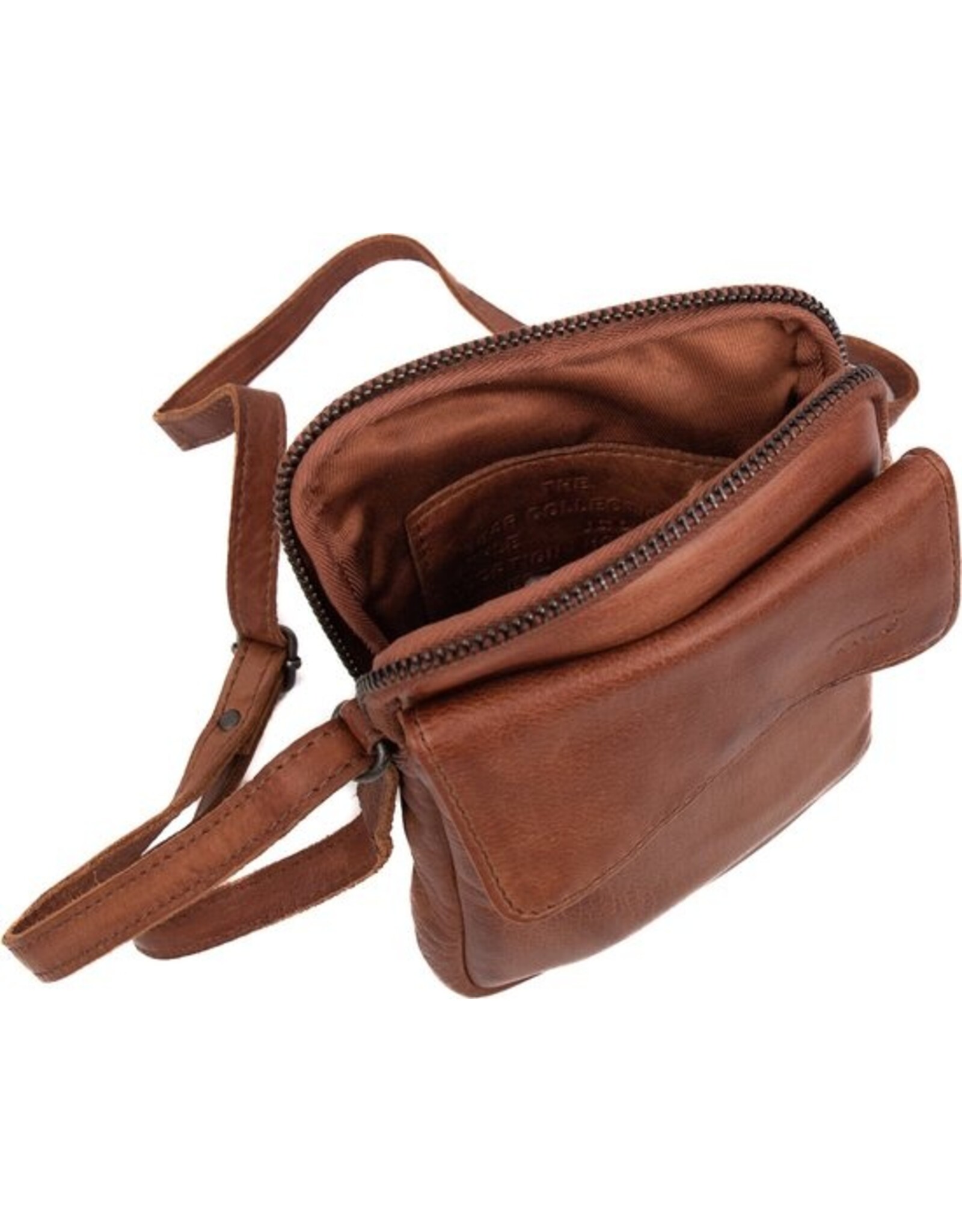 Bear Design Leather shoulderbags Leather crossbody bags - Bear Design Phone pouch 'Igor' cognac