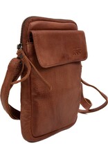 Bear Design Leather shoulderbags Leather crossbody bags - Bear Design Phone pouch 'Igor' cognac