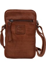 Bear Design Leather shoulderbags Leather crossbody bags - Bear Design Phone pouch 'Igor' cognac