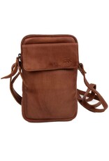 Bear Design Leather shoulderbags Leather crossbody bags - Bear Design Phone pouch 'Igor' cognac