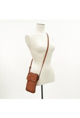 Bear Design Leather shoulderbags Leather crossbody bags - Bear Design Phone pouch 'Igor' cognac