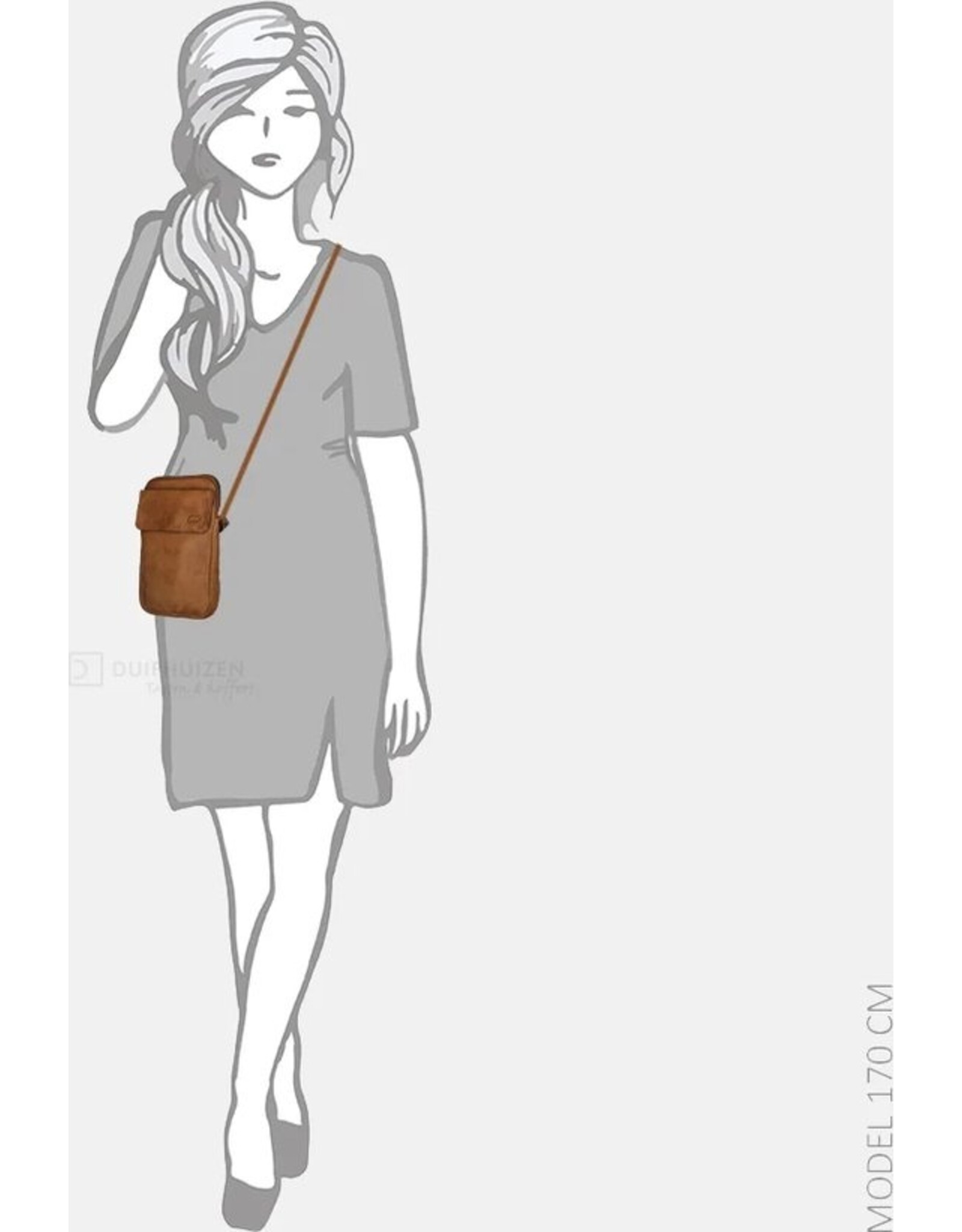 Bear Design Leather shoulderbags Leather crossbody bags - Bear Design Phone pouch 'Igor' cognac