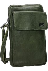 Bear Design Leather shoulderbags Leather crossbody bags - Bear Design Phone pouch 'Igor' green