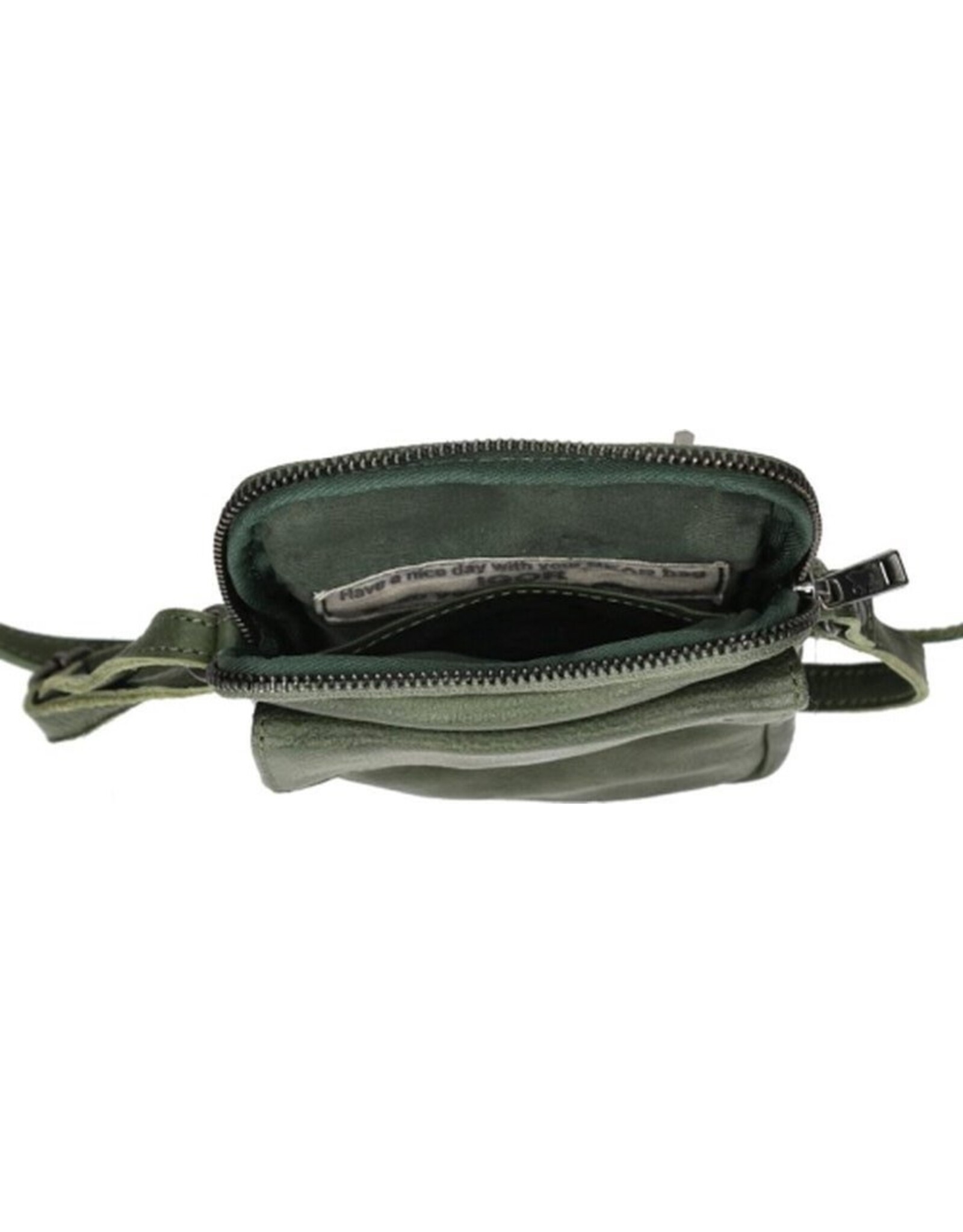 Bear Design Leather shoulderbags Leather crossbody bags - Bear Design Phone pouch 'Igor' green