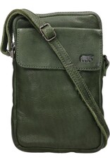 Bear Design Leather shoulderbags Leather crossbody bags - Bear Design Phone pouch 'Igor' green