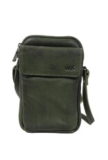 Bear Design Leather shoulderbags Leather crossbody bags - Bear Design Phone pouch 'Igor' green