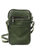Bear Design Leren schoudertassen Leren crossbody tassen - Bear Design Telefoontasje "Igor" groen