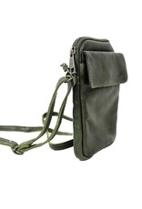 Bear Design Leather shoulderbags Leather crossbody bags - Bear Design Phone pouch 'Igor' green