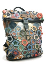 TJ Leather backpacks Leather shoppers - Rolltop Backpack - Shoulder bag Patchwork Flowerpower