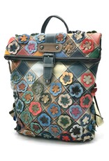 TJ Leren rugzakken  Leren shoppers - Rolltop Rugzak - Schoudertas Patchwork Flowerpower