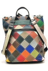 TJ Leren rugzakken  Leren shoppers - Rolltop Rugzak - Schoudertas Patchwork Flowerpower