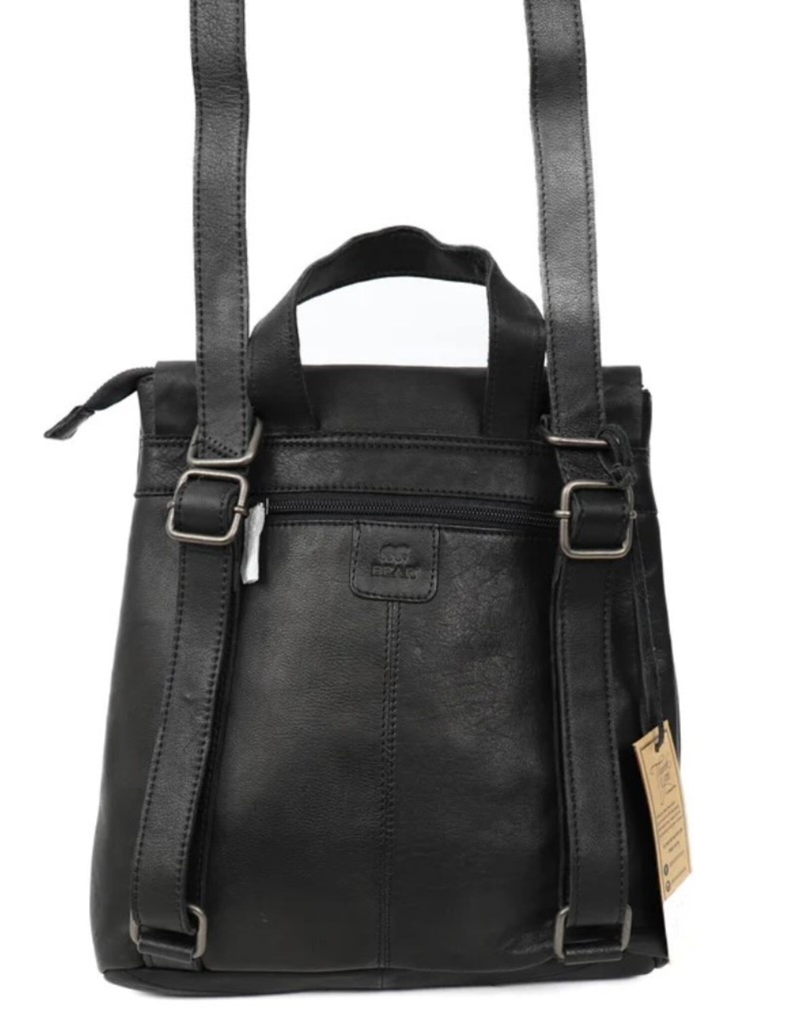 Bear Design Leren rugzakken  Leren shoppers - Bear Design Rugzak -Crossbody "Jesse" zwart