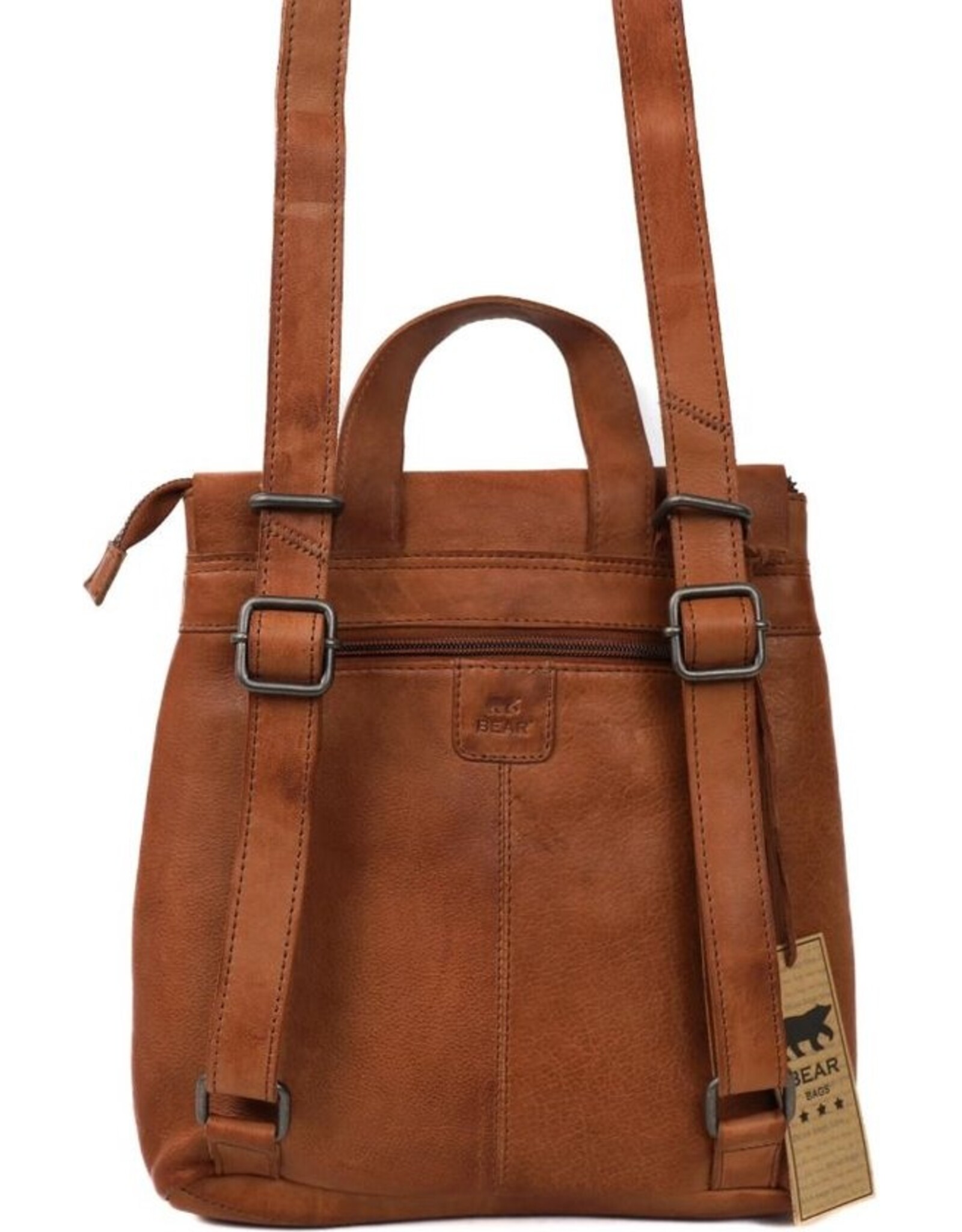 Bear Design Leather backpacks Leather shoppers - Bear Design Backpack-Crossbody 'Jesse' cognac