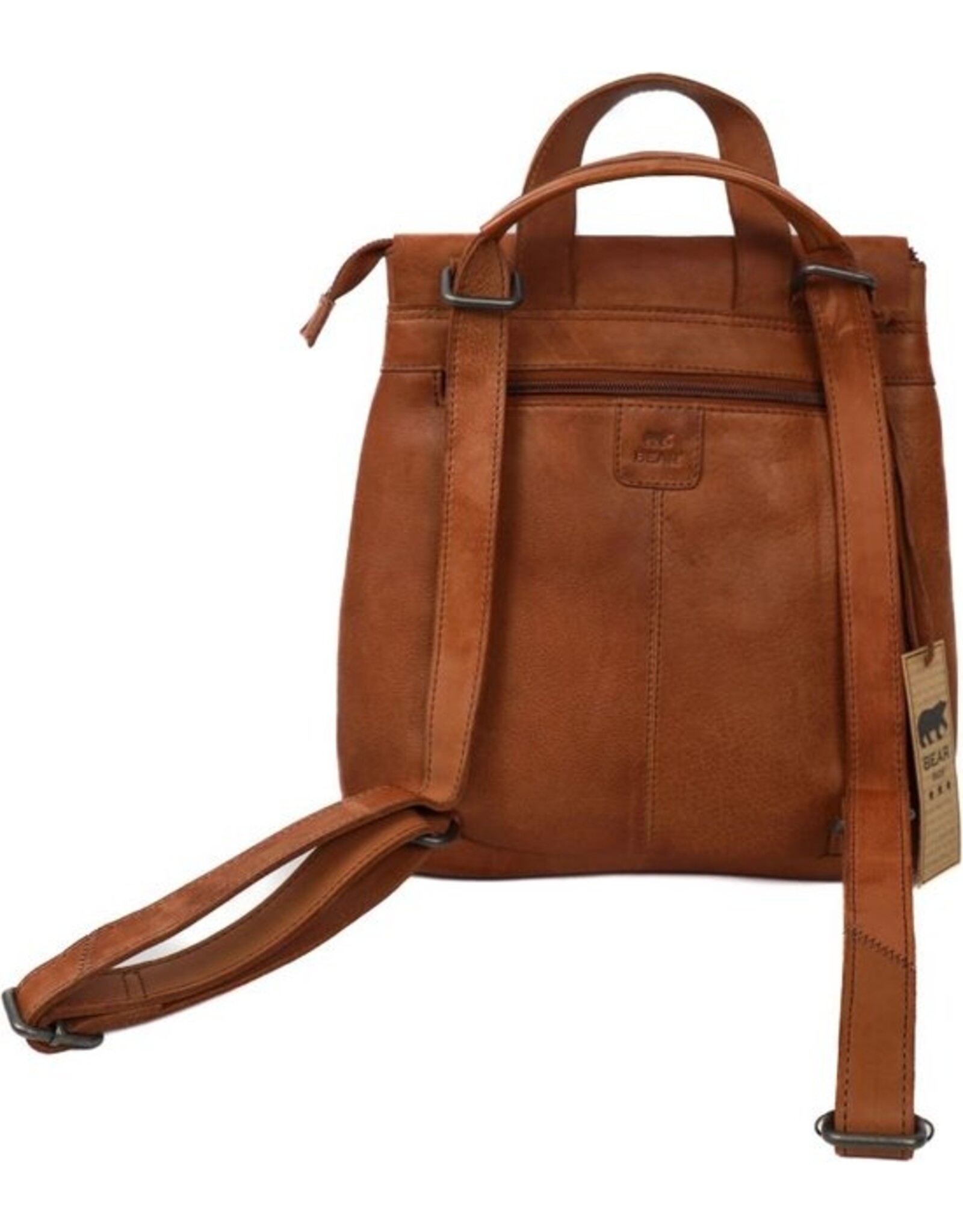 Bear Design Leather backpacks Leather shoppers - Bear Design Backpack-Crossbody 'Jesse' cognac