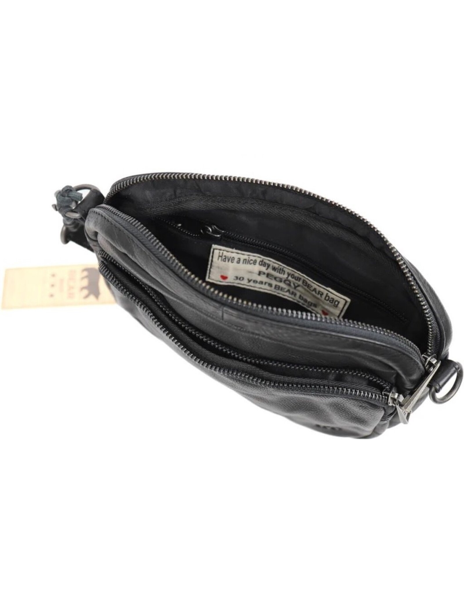 Bear Design Leather shoulderbags Leather crossbody bags - Bear Design Shoulder bag ‘Peggy’ black