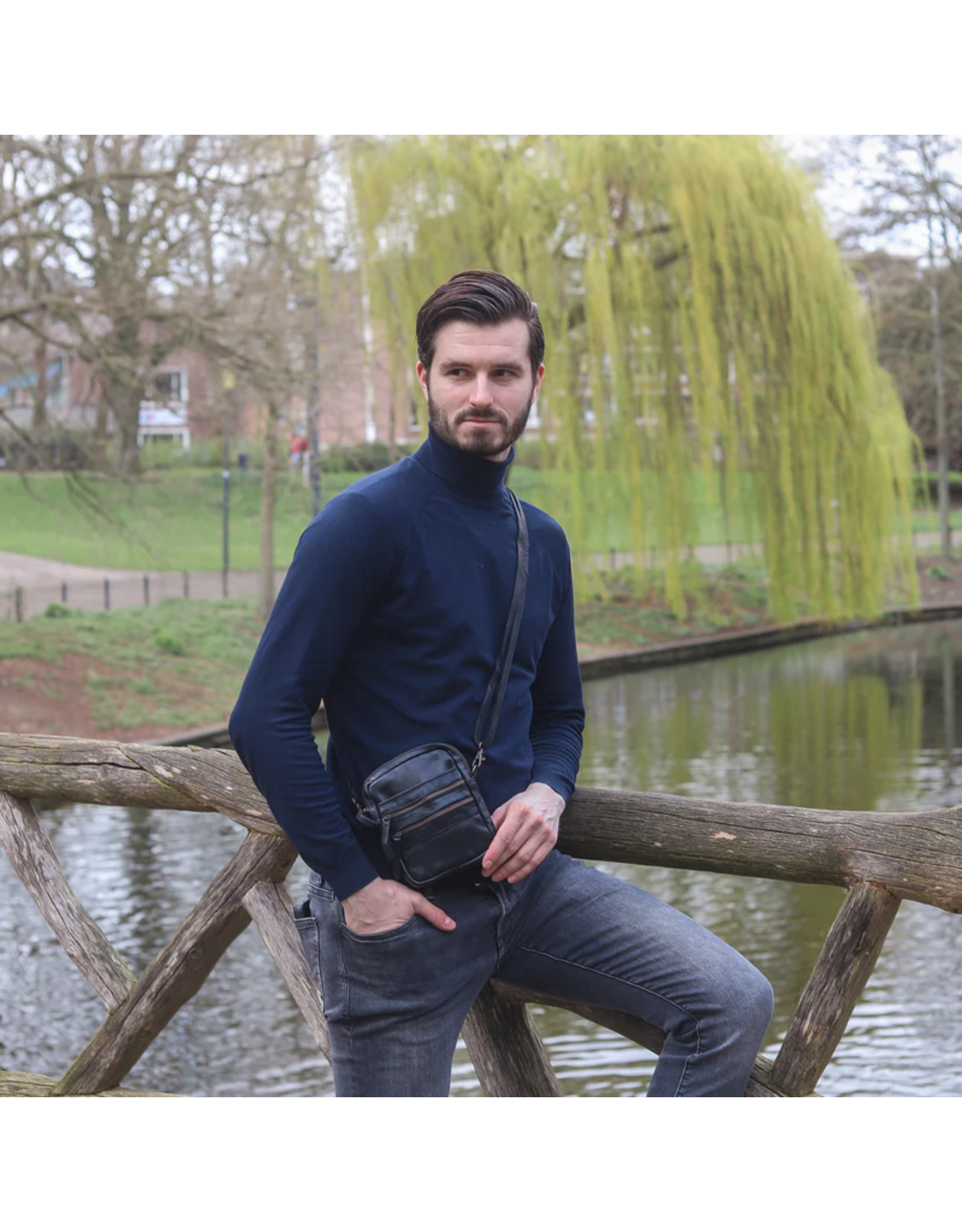 Bear Design Leather Festival bags, waist bags and belt bags - Bear Design Shoulder bag-Belt bag ‘Vikas’ black