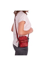 Bear Design Leren Festivaltasjes, heuptassen en riemtassen - Bear Design Schoudertas-Riemtas "Vikas" rood