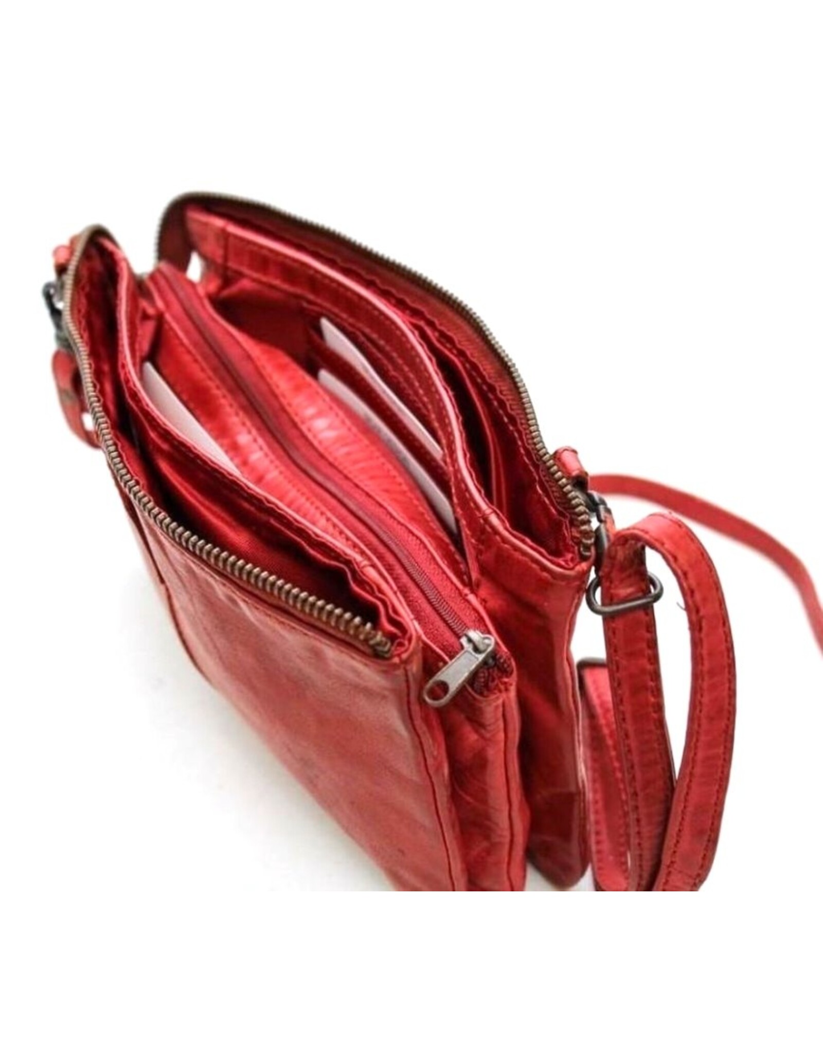 Bear Design Leather shoulderbags Leather crossbody bags - Bear Design Purse/Shoulder Bag ‘Uma’ red