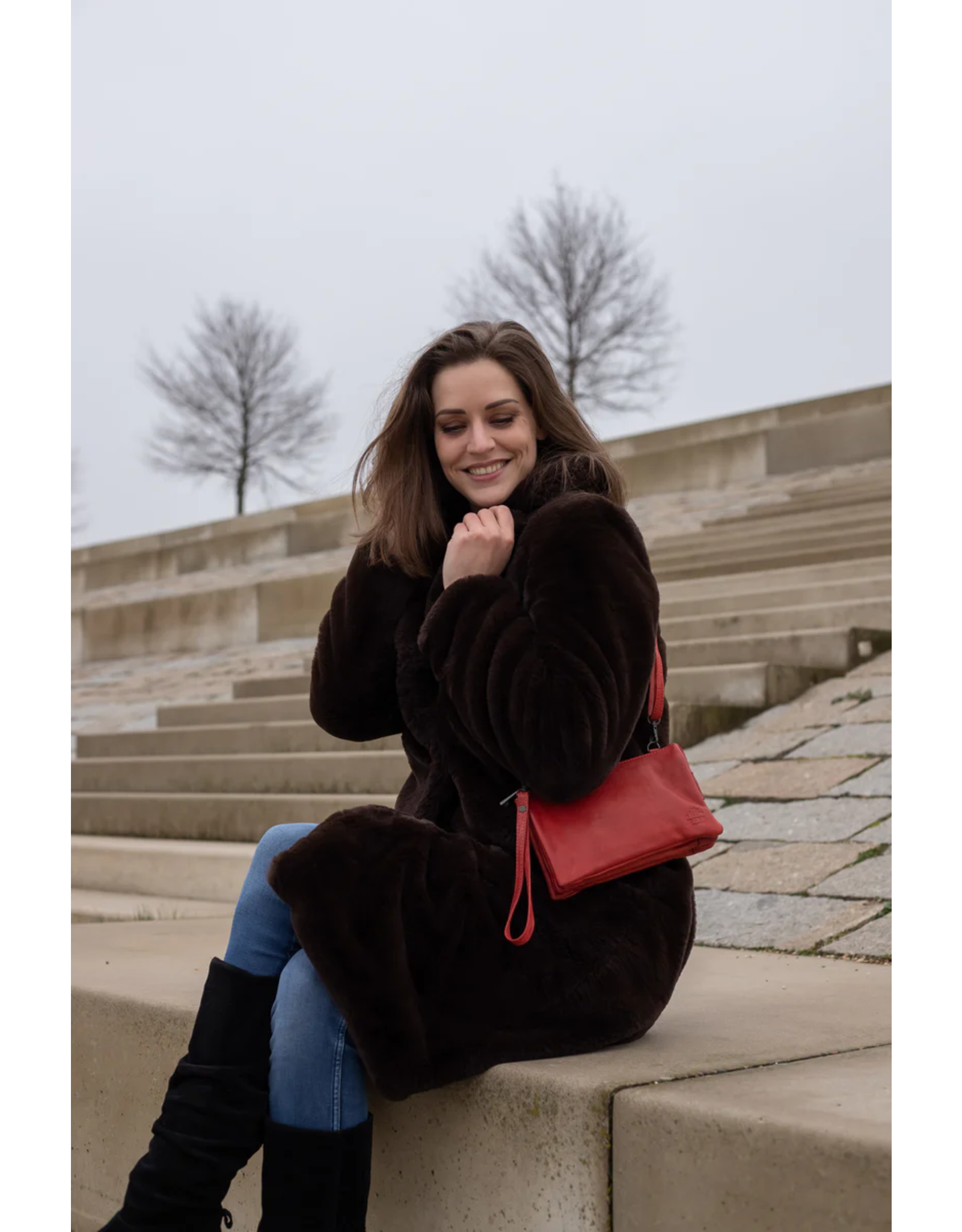 Bear Design Leather shoulderbags Leather crossbody bags - Bear Design Purse/Shoulder Bag ‘Uma’ red