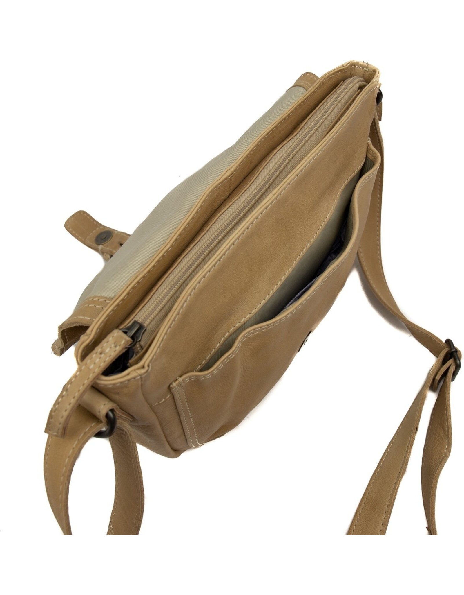 Bear Design Leren schoudertassen Leren crossbody tassen - Bear Design Schoudertas "Mattea" beige