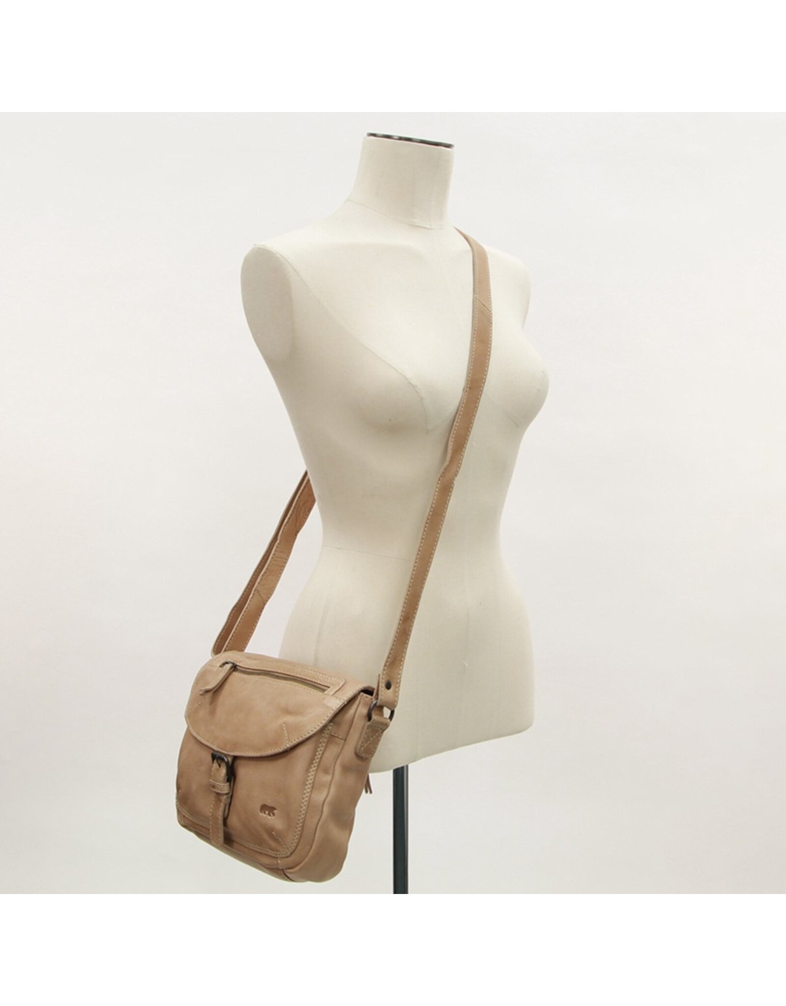 Bear Design Leather shoulderbags Leather crossbody bags - Bear Design Shoulder Bag ‘Mattea’ beige