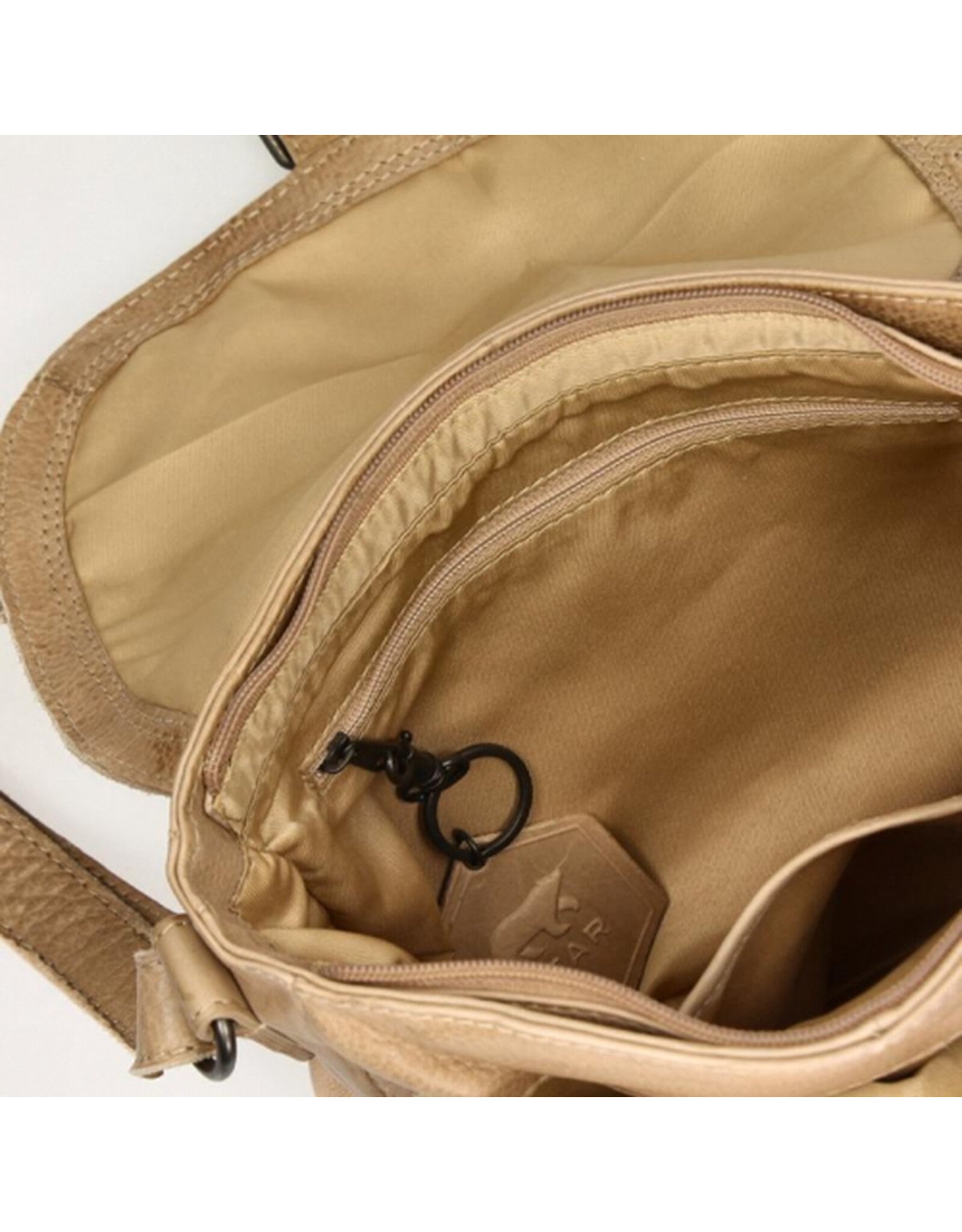 Bear Design Leather shoulderbags Leather crossbody bags - Bear Design Shoulder Bag ‘Mattea’ beige