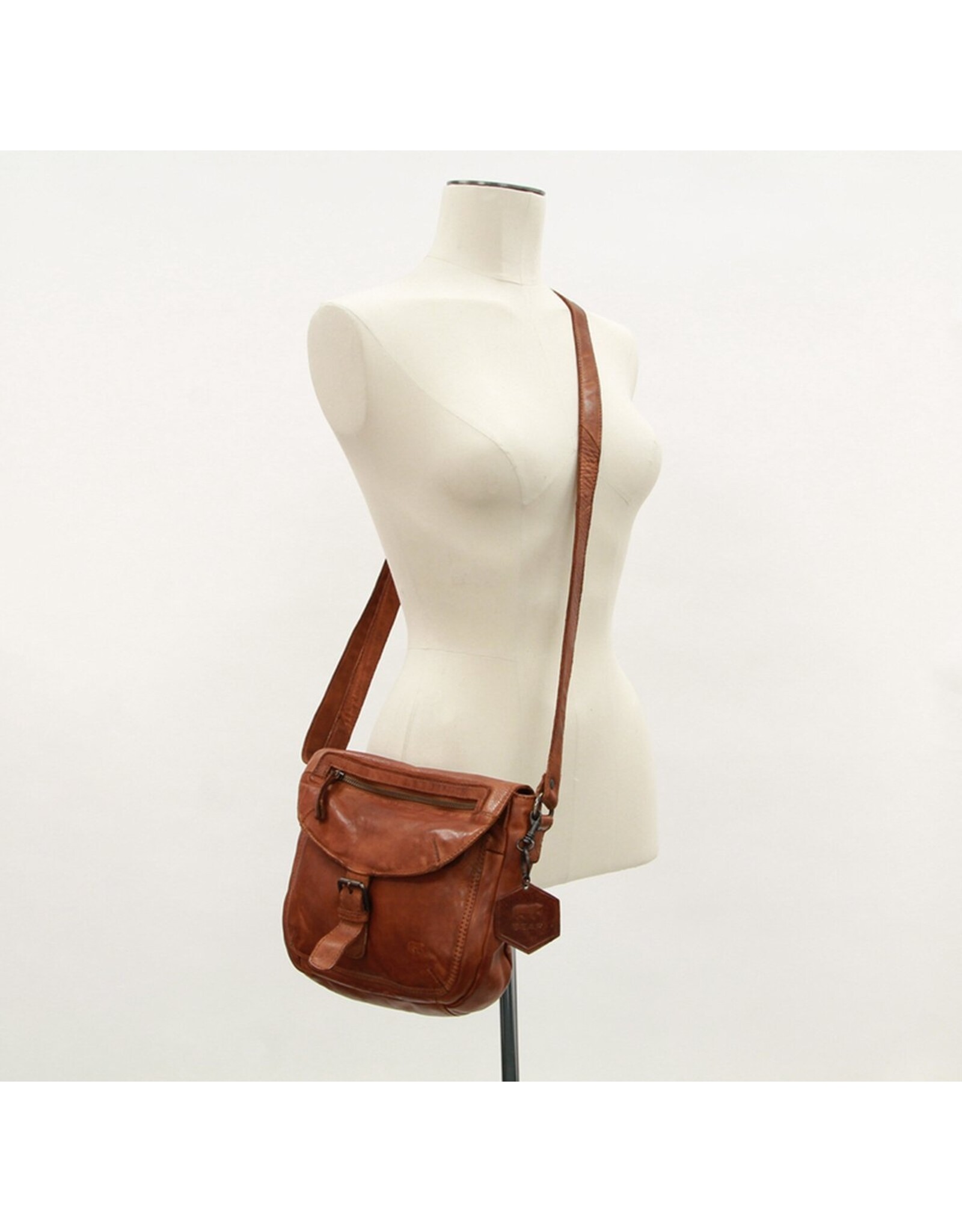 Bear Design Leren schoudertassen Leren crossbody tassen - Bear Design Schoudertas "Mattea" cognac