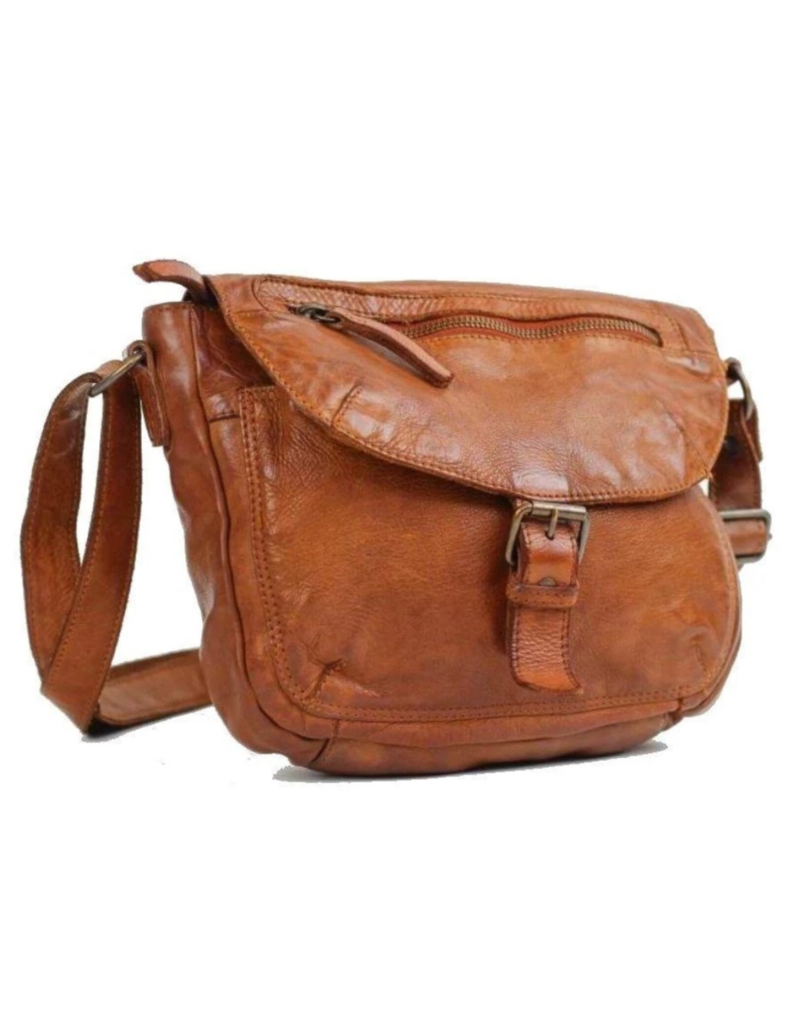 Bear Design Leren schoudertassen Leren crossbody tassen - Bear Design Schoudertas "Mattea" cognac