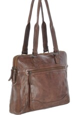 Bear Design Leren werktassen en Leren laptoptassen - Bear Design Schoudertas - Laptoptas "Lia" bruin