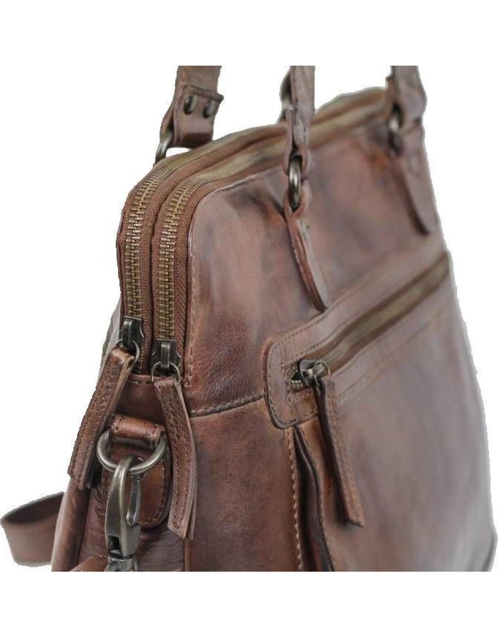 Bear Design Leren werktassen en Leren laptoptassen - Bear Design Schoudertas - Laptoptas "Lia" bruin