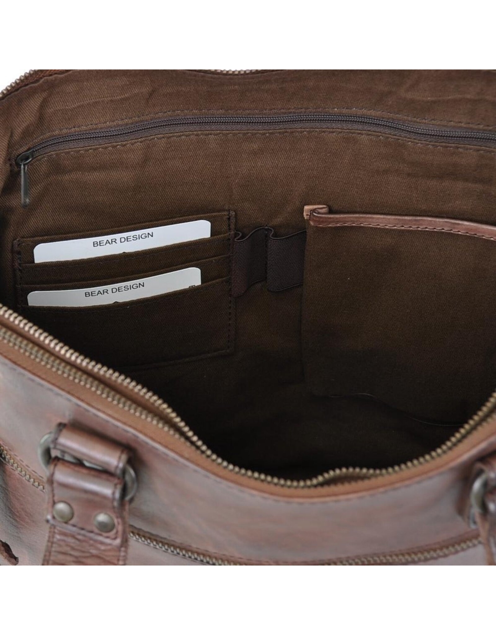 Bear Design Leather Workbags and Leather Laptop Bags - Bear Design Shoulder Bag - Laptop bag ‘Lia’ brown