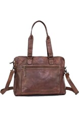 Bear Design Leather Workbags and Leather Laptop Bags - Bear Design Shoulder Bag - Laptop bag ‘Lia’ brown