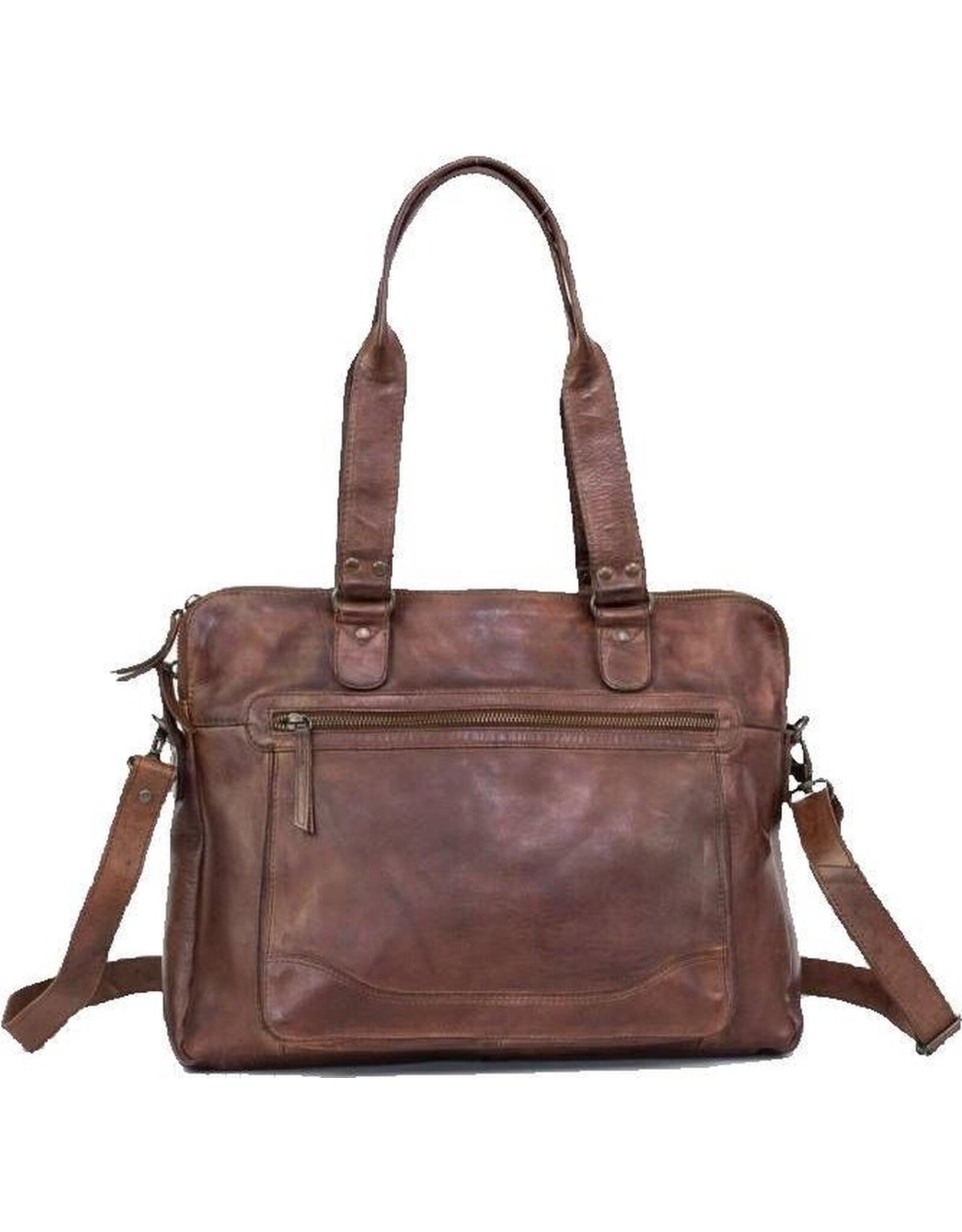 Bear Design Leren werktassen en Leren laptoptassen - Bear Design Schoudertas - Laptoptas "Lia" bruin