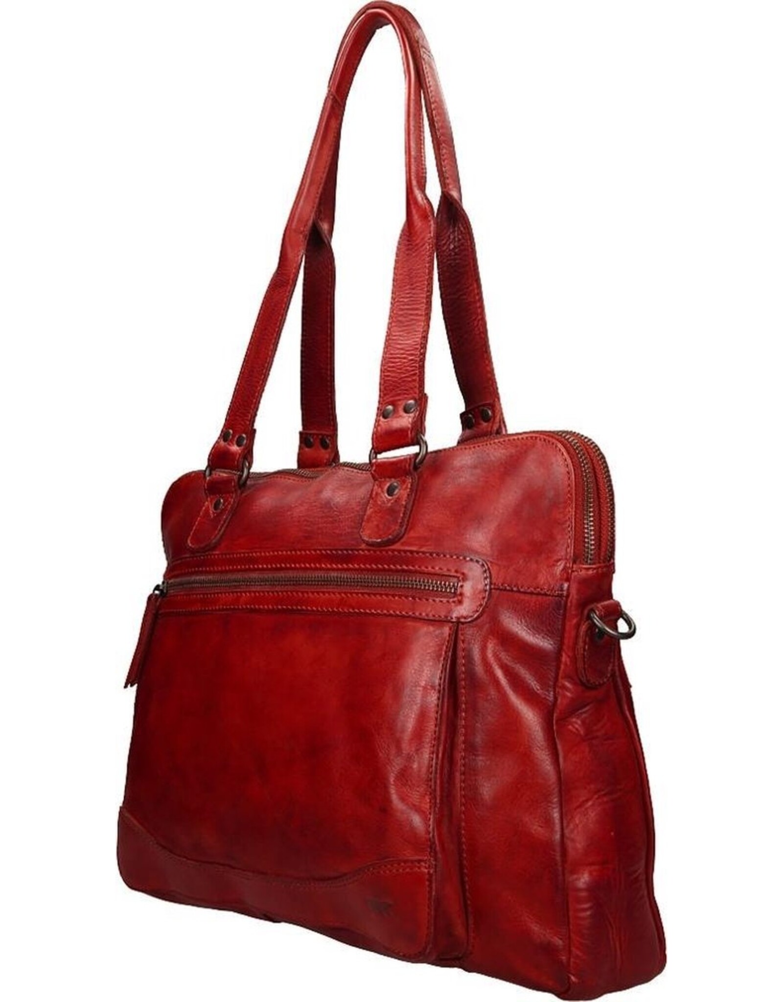 Bear Design Leather Workbags and Leather Laptop Bags - Bear Design Shoulder Bag - Bear Design Shoulder Bag - Laptop bag ‘Lia’ red