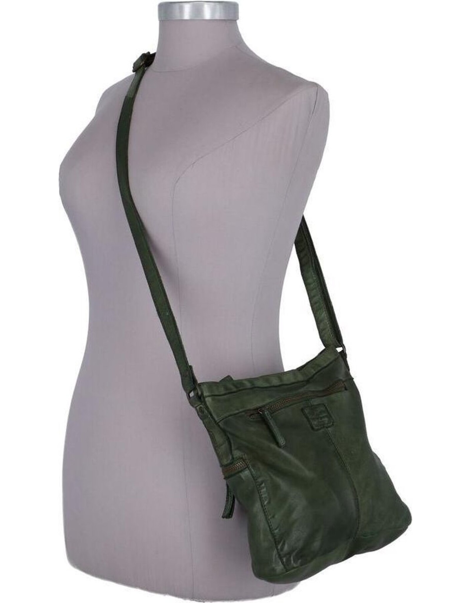Bear Design Leren schoudertassen Leren crossbody tassen - Bear Design Schoudertas "Chessi"groen